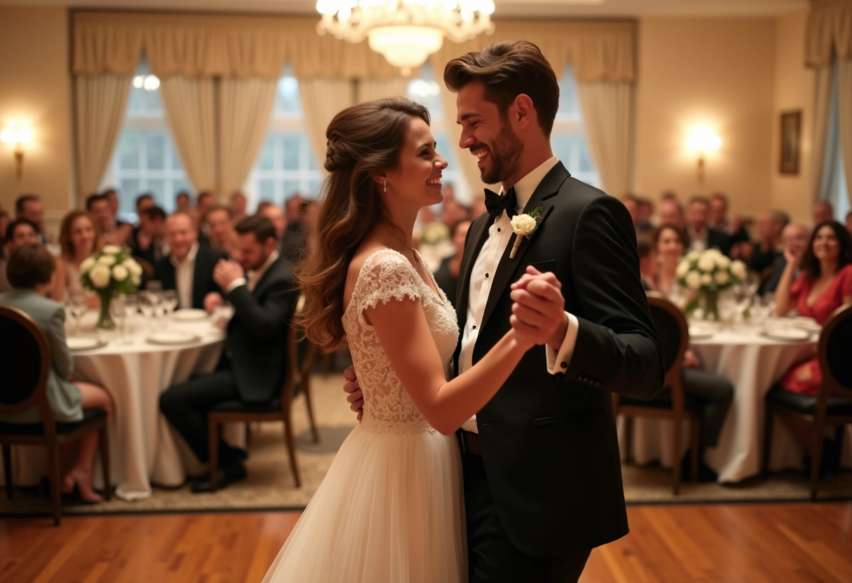 Jeune couple riant en dansant lors d