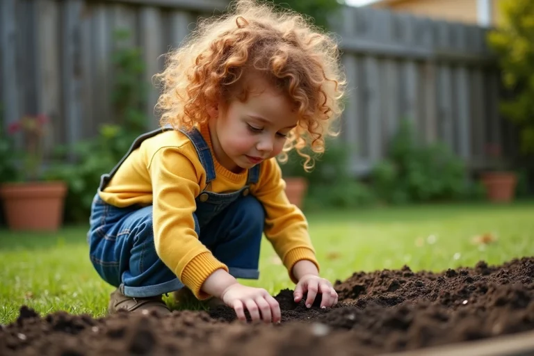 Jeune fille épanouie jardinage activité plein air bien-être enfant quotidien