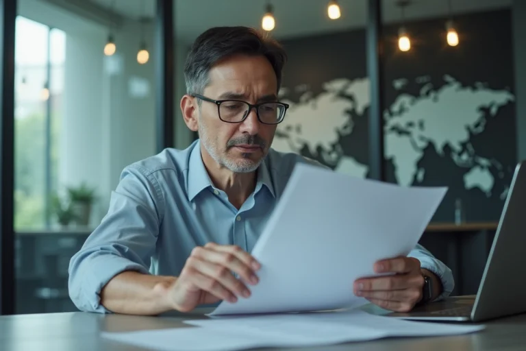Homme d'affaires concentré dans un bureau moderne