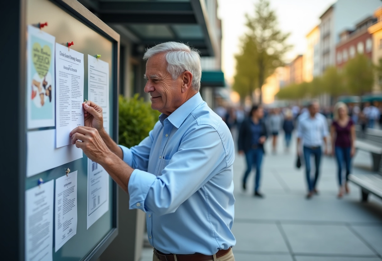 Homme épinglant un CV sur un tableau d